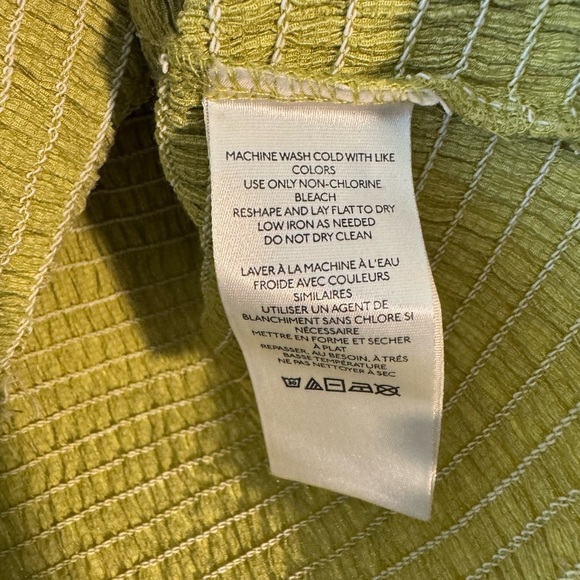 Anthropologie Smocked Long Sleeve Puff Sleeves Green Ruched Top Size Medium - Picture 6 of 9